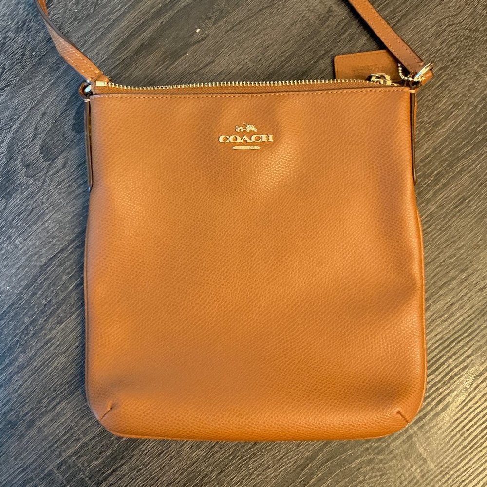 Coach Leather Crossbody in Saddle